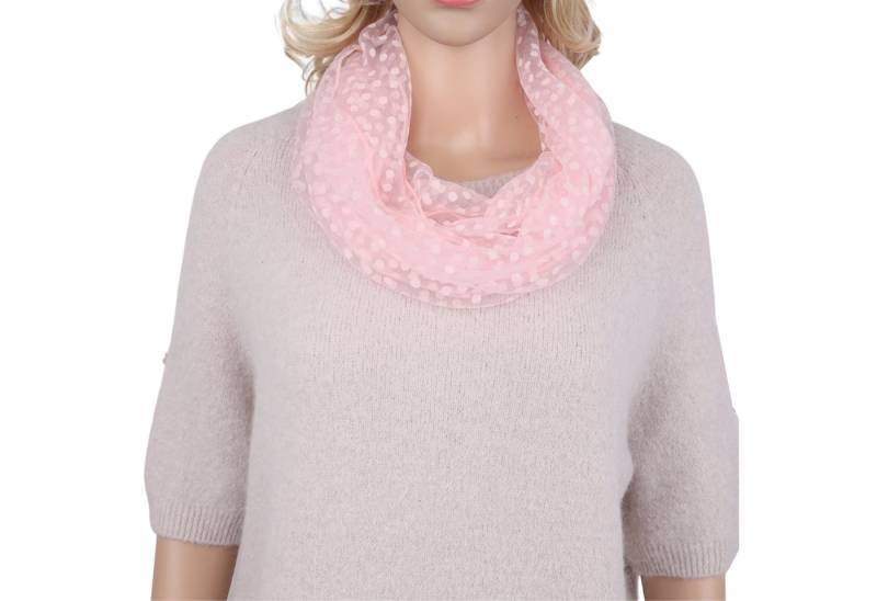 MIRROSI Loop Damen Schal Unifarbe mit Punktenmuster HALBTRANSPARENT, (ca. 150x35cm Zweimal um den Hals wickelbar) von MIRROSI