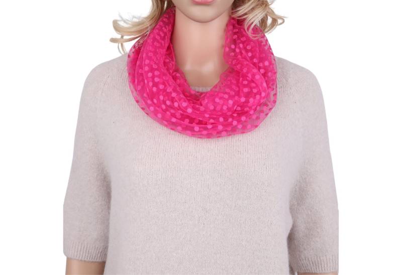 MIRROSI Loop Damen Schal Unifarbe mit Punktenmuster HALBTRANSPARENT, (ca. 150x35cm Zweimal um den Hals wickelbar) von MIRROSI