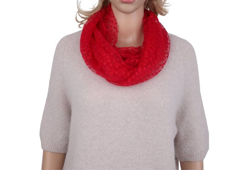 MIRROSI Loop Damen Schal Unifarbe mit Punktenmuster HALBTRANSPARENT, (ca. 150x35cm Zweimal um den Hals wickelbar) von MIRROSI