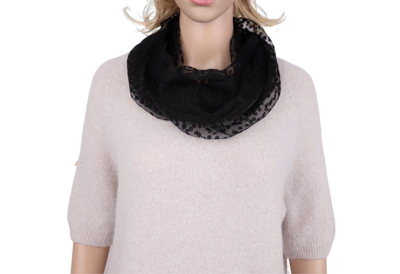 MIRROSI Loop Damen Schal Unifarbe mit Punktenmuster HALBTRANSPARENT, (ca. 150x35cm Zweimal um den Hals wickelbar) von MIRROSI