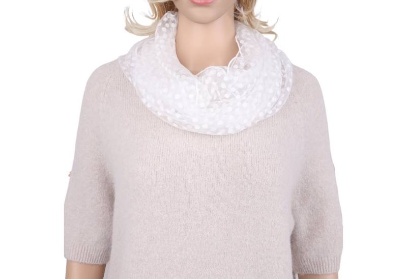 MIRROSI Loop Damen Schal Unifarbe mit Punktenmuster HALBTRANSPARENT, (ca. 150x35cm Zweimal um den Hals wickelbar) von MIRROSI