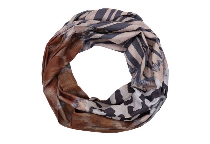 MIRROSI Loop Damen Schal mit Leo Streifen -Muster Weich aus 100% Viskose, (ca. 170x40cm Zweimal um den Hals wickelbar, ca. 97 Gramm, Neue Kollektion Herbst/Winter 2025), Damen Halstuch ideal für Herbst und Winter von MIRROSI