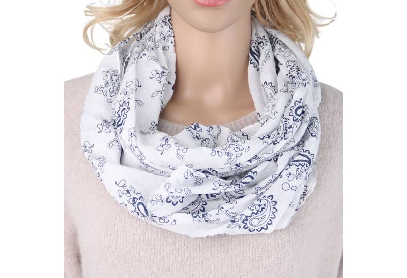 MIRROSI Loop Damen Schal mit Paisley Punkte Weich aus 100% Baumwolle, (ca. 160x44cm Zweimal um den Hals wickelbar), Damen Halstuch Stola ideal für Frühling,Sommer, Herbst von MIRROSI