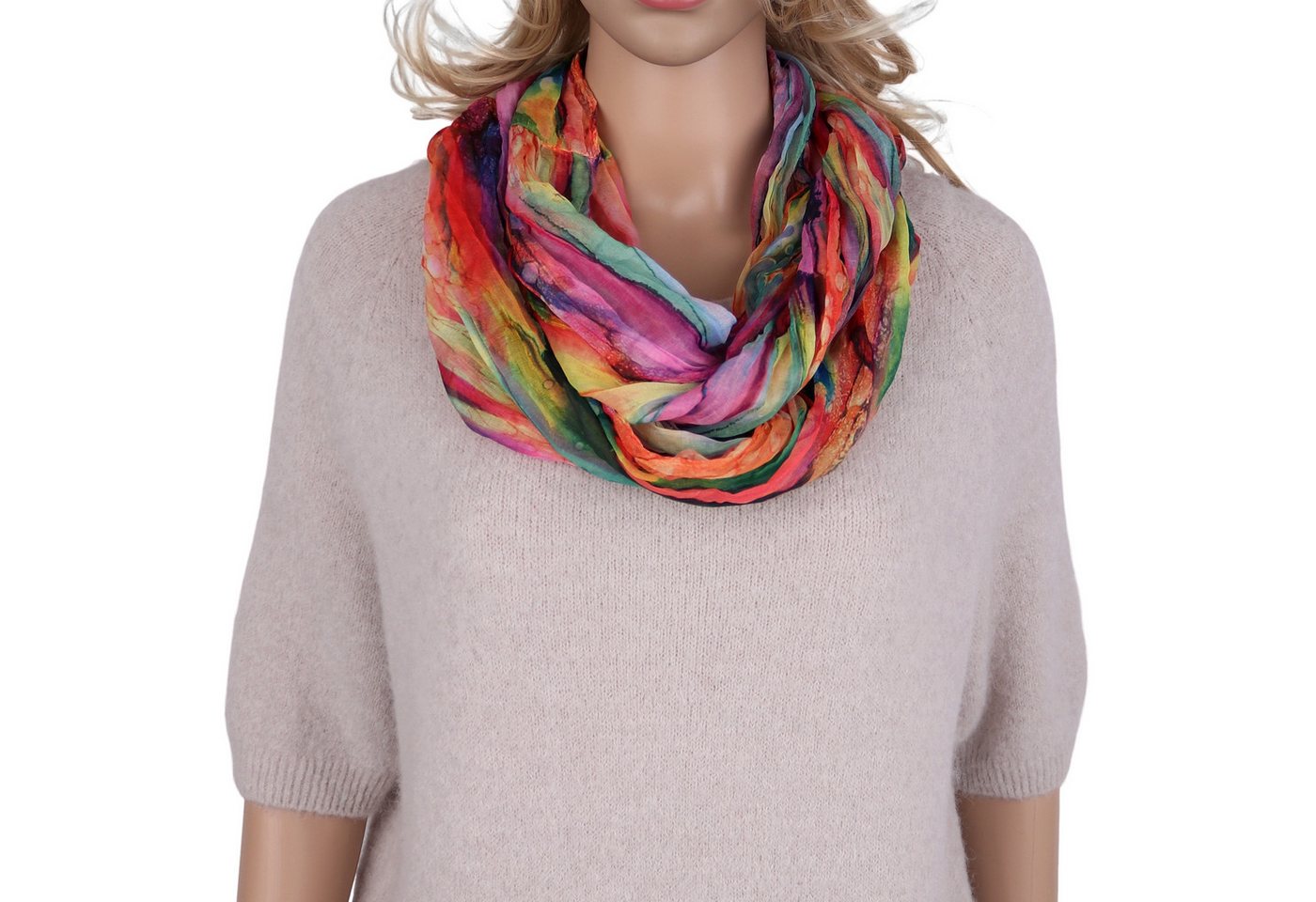 MIRROSI Loop Damen Schal mit Regenbogen-Muster Weich, (Zweimal um den Hals wickelbar), Damen Halstuch ideal für Frühling, Sommer oder Herbst von MIRROSI