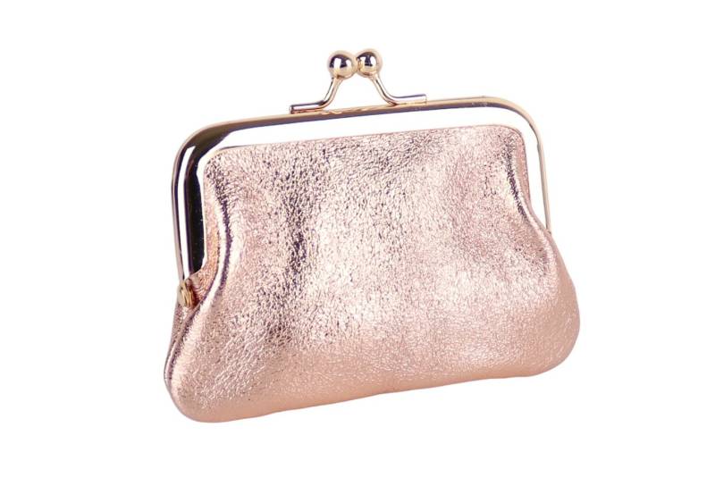 MIRROSI Mini Geldbörse Kleines Mittelgroßes Portemonnaie MADE IN ITALY Echtleder (11x7,5x2cm BxHxT), (Goldfarbene Klippverschluss-Knipsbörse), viele tolle Trendfarben zur Auswahl von MIRROSI