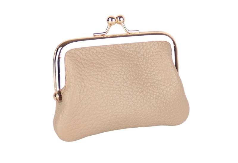 MIRROSI Mini Geldbörse Kleines Mittelgroßes Portemonnaie MADE IN ITALY Echtleder (11x7,5x2cm BxHxT), (Goldfarbene Klippverschluss-Knipsbörse), viele tolle Trendfarben zur Auswahl von MIRROSI