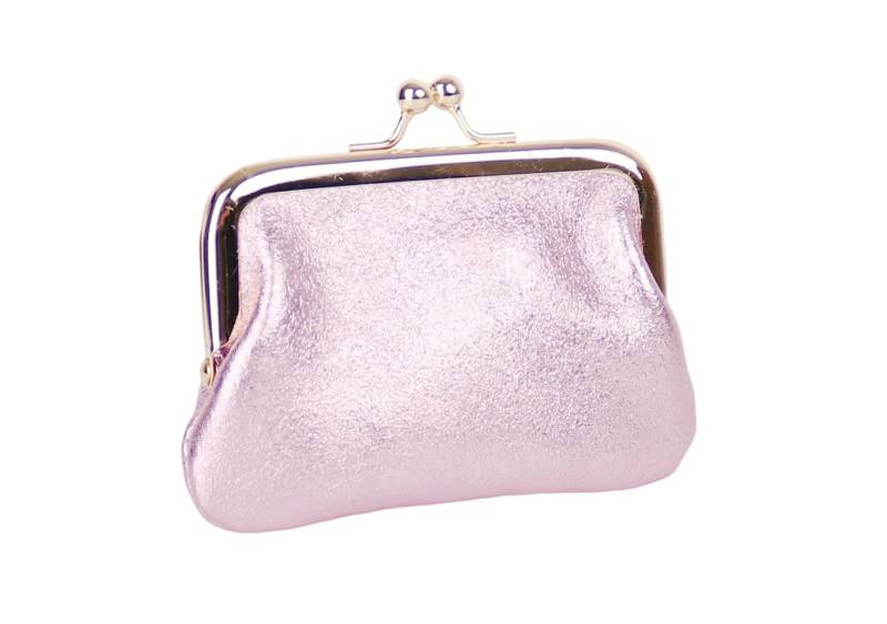 MIRROSI Mini Geldbörse Kleines Mittelgroßes Portemonnaie MADE IN ITALY Echtleder (11x7,5x2cm BxHxT), (Goldfarbene Klippverschluss-Knipsbörse), viele tolle Trendfarben zur Auswahl von MIRROSI