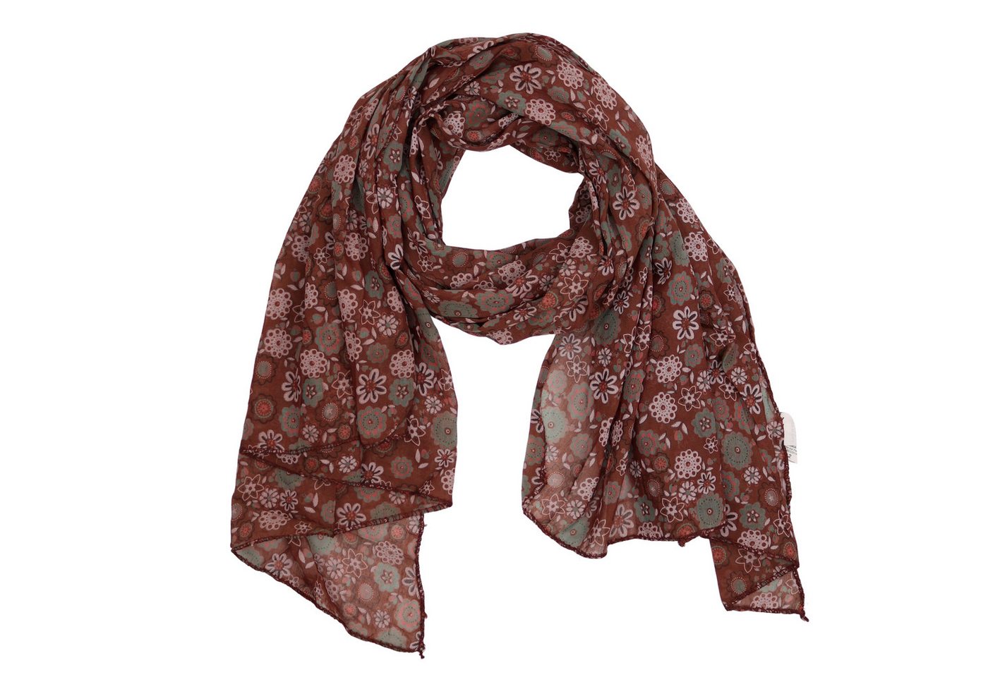 MIRROSI Modeschal Asymmetrischer Schal, Made in Italy 20% Seide 80% Baumwolle, (ca. 170x77cm, Leicht und bequem, Blumen Print), Damen Halstuch ideal für Frühling, Sommer und Herbst von MIRROSI