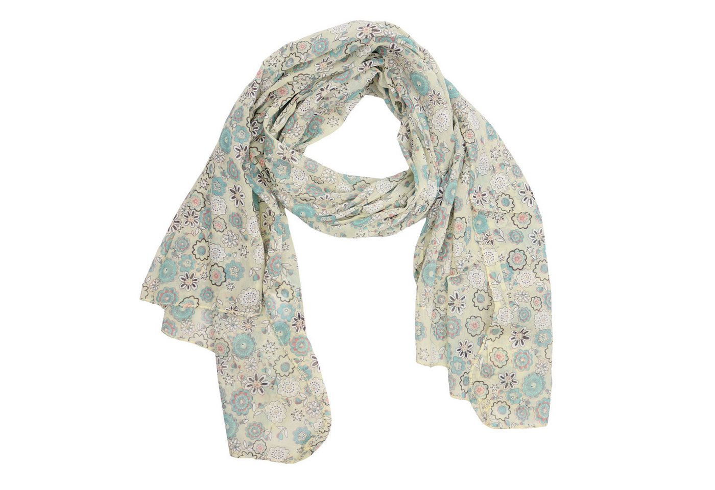 MIRROSI Modeschal Asymmetrischer Schal, Made in Italy 20% Seide 80% Baumwolle, (ca. 170x77cm, Leicht und bequem, Blumen Print), Damen Halstuch ideal für Frühling, Sommer und Herbst von MIRROSI