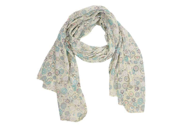 MIRROSI Modeschal Asymmetrischer Schal, Made in Italy 20% Seide 80% Baumwolle, (ca. 170x77cm, Leicht und bequem, Blumen Print), Damen Halstuch ideal für Frühling, Sommer und Herbst von MIRROSI