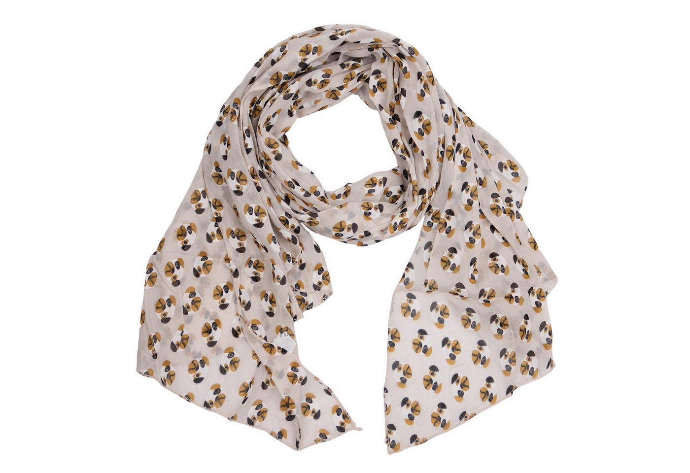 MIRROSI Modeschal Asymmetrischer Schal, Made in Italy 20% Seide 80% Baumwolle, (ca. 170x77cm, Leicht und bequem, Hunde Print), Damen Halstuch ideal für Frühling, Sommer und Herbst von MIRROSI