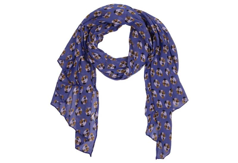 MIRROSI Modeschal Asymmetrischer Schal, Made in Italy 20% Seide 80% Baumwolle, (ca. 170x77cm, Leicht und bequem, Hunde Print), Damen Halstuch ideal für Frühling, Sommer und Herbst von MIRROSI