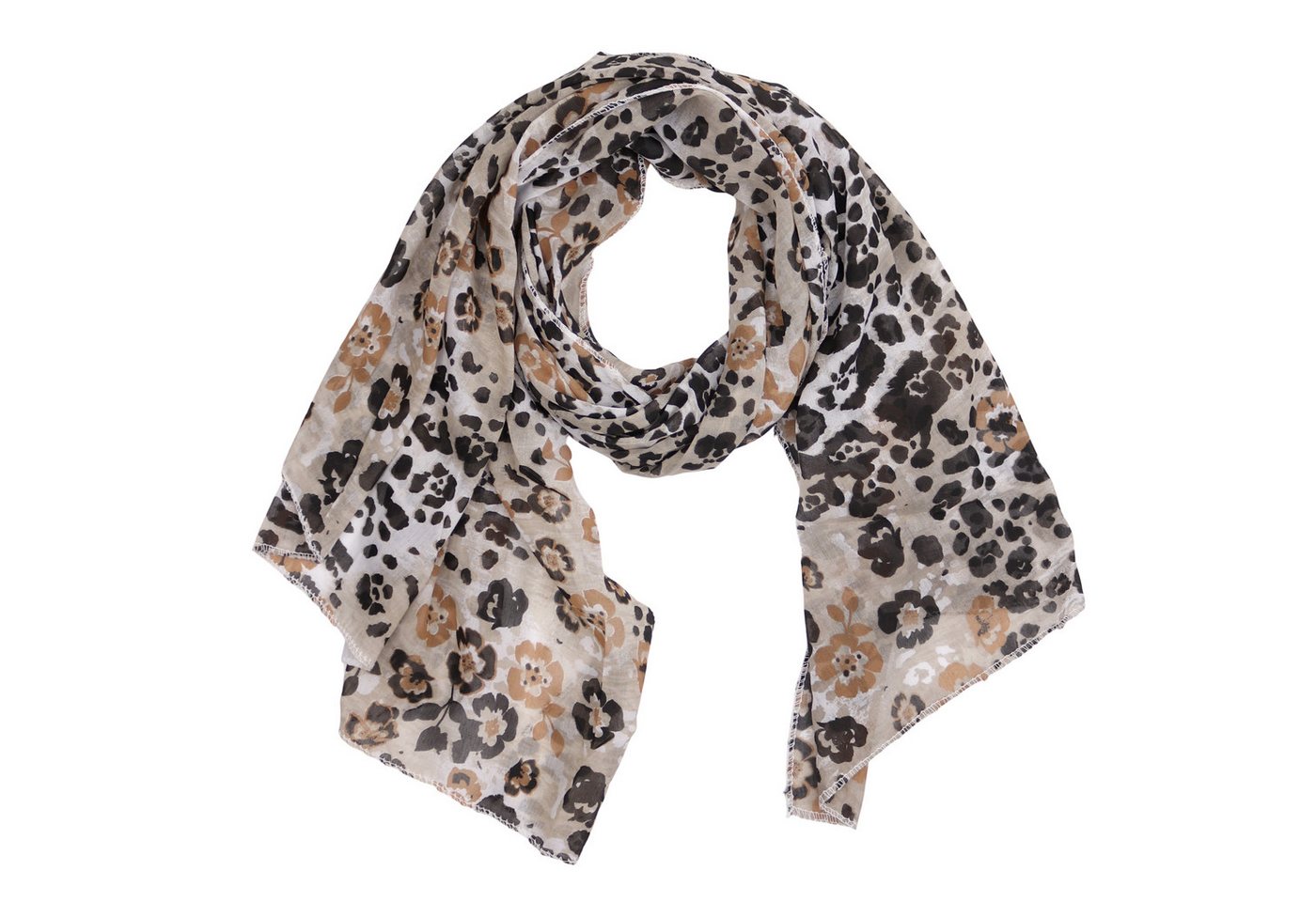 MIRROSI Modeschal Asymmetrischer Schal, Made in Italy 20% Seide 80% Baumwolle, (ca. 170x77cm, Leicht und bequem, Leopard Leo Muster), Damen Halstuch ideal für Frühling, Sommer und Herbst von MIRROSI