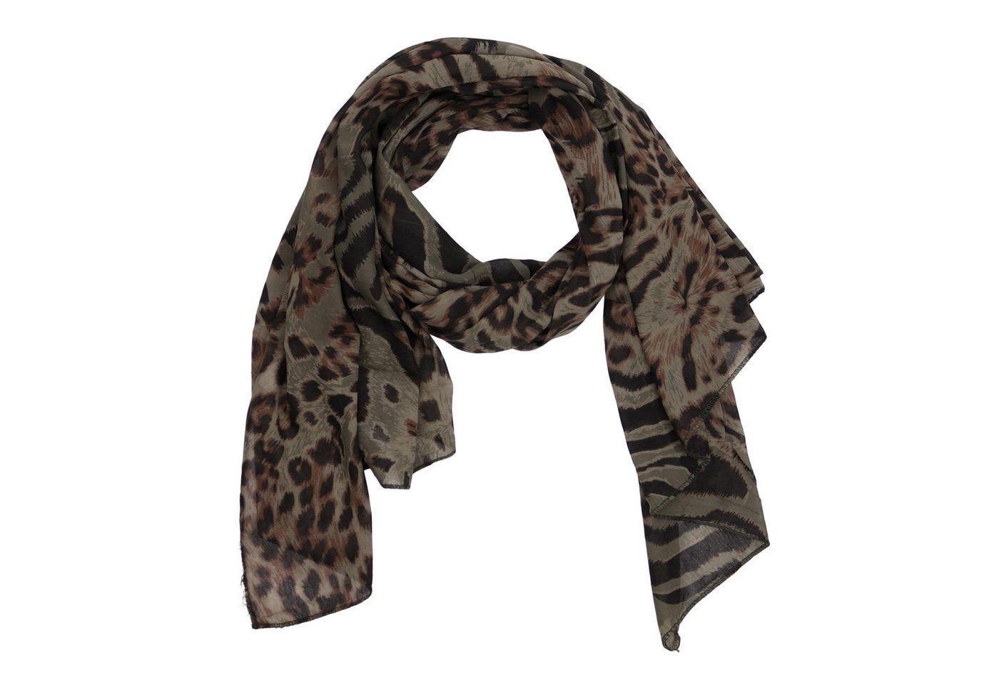 MIRROSI Modeschal Asymmetrischer Schal, Made in Italy 20% Seide 80% Baumwolle, (ca. 170x77cm, Leicht und bequem, Leopard Leo Muster), Damen Halstuch ideal für Frühling, Sommer und Herbst von MIRROSI