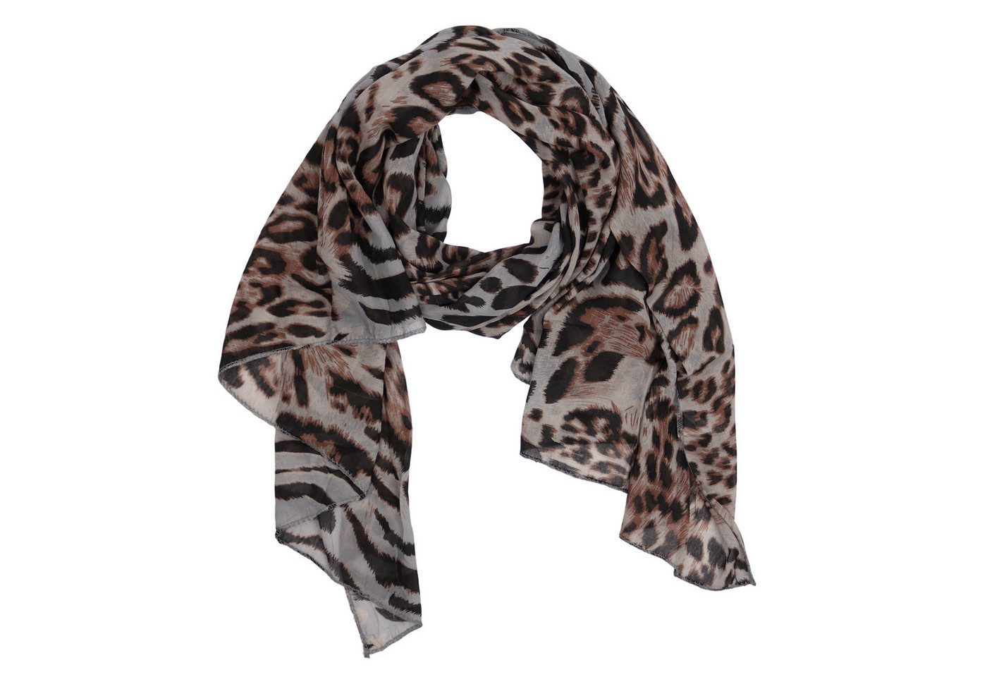 MIRROSI Modeschal Asymmetrischer Schal, Made in Italy 20% Seide 80% Baumwolle, (ca. 170x77cm, Leicht und bequem, Leopard Leo Muster), Damen Halstuch ideal für Frühling, Sommer und Herbst von MIRROSI