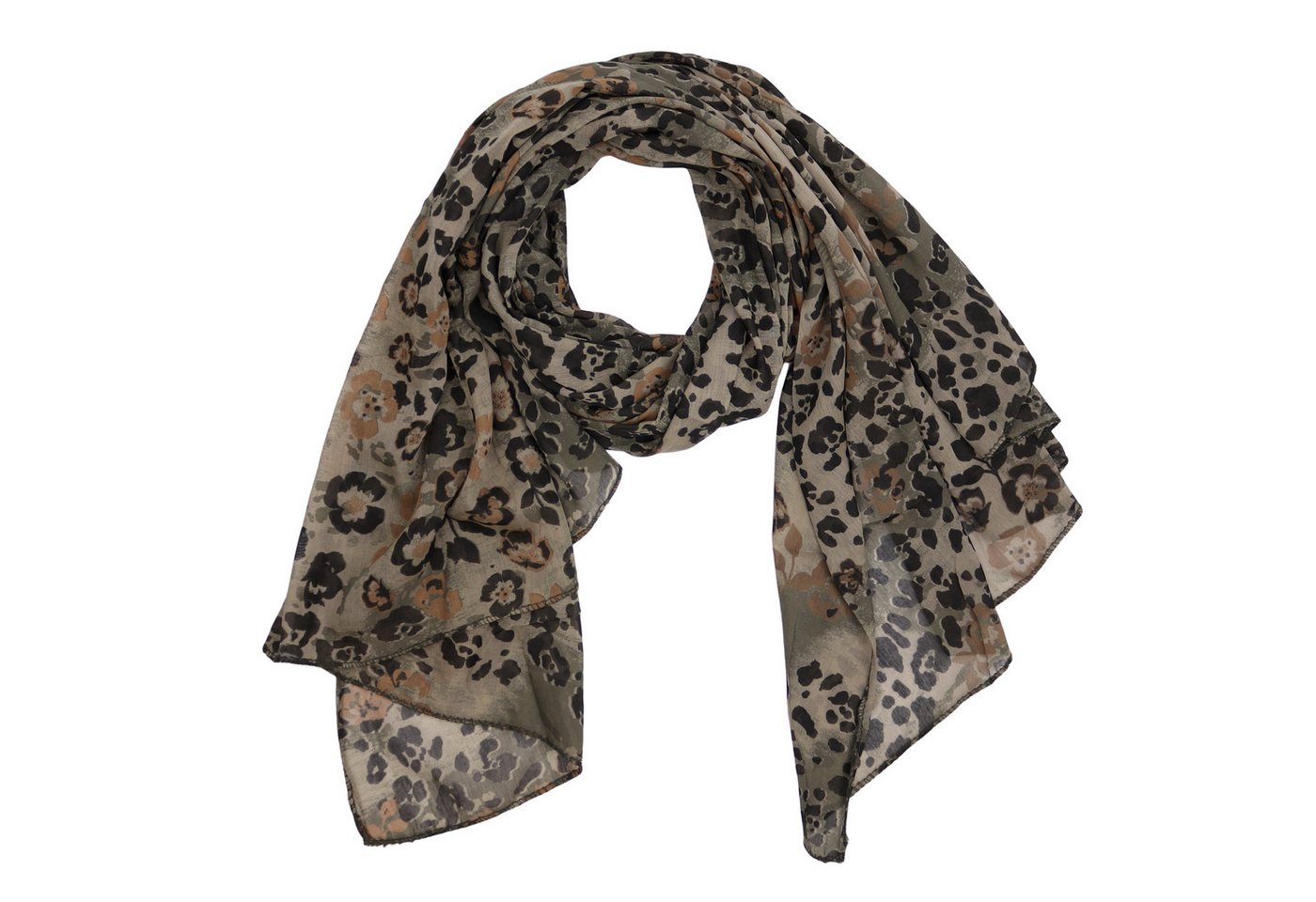 MIRROSI Modeschal Asymmetrischer Schal, Made in Italy 20% Seide 80% Baumwolle, (ca. 170x77cm, Leicht und bequem, Leopard Leo Muster), Damen Halstuch ideal für Frühling, Sommer und Herbst von MIRROSI