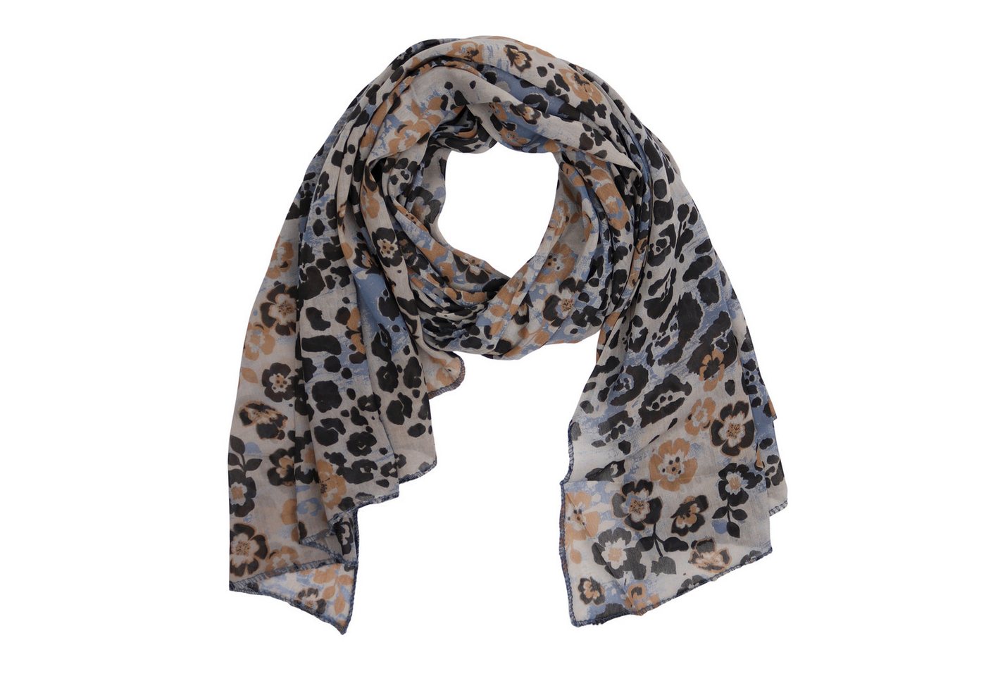 MIRROSI Modeschal Asymmetrischer Schal, Made in Italy 20% Seide 80% Baumwolle, (ca. 170x77cm, Leicht und bequem, Leopard Leo Muster), Damen Halstuch ideal für Frühling, Sommer und Herbst von MIRROSI