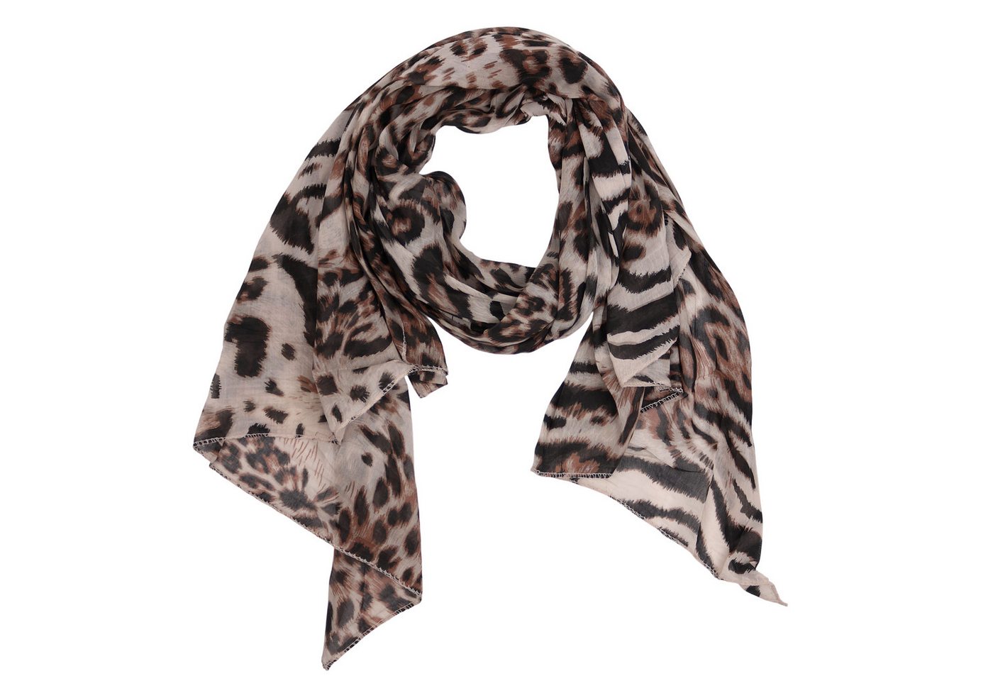 MIRROSI Modeschal Asymmetrischer Schal, Made in Italy 20% Seide 80% Baumwolle, (ca. 170x77cm, Leicht und bequem, Leopard Leo Muster), Damen Halstuch ideal für Frühling, Sommer und Herbst von MIRROSI