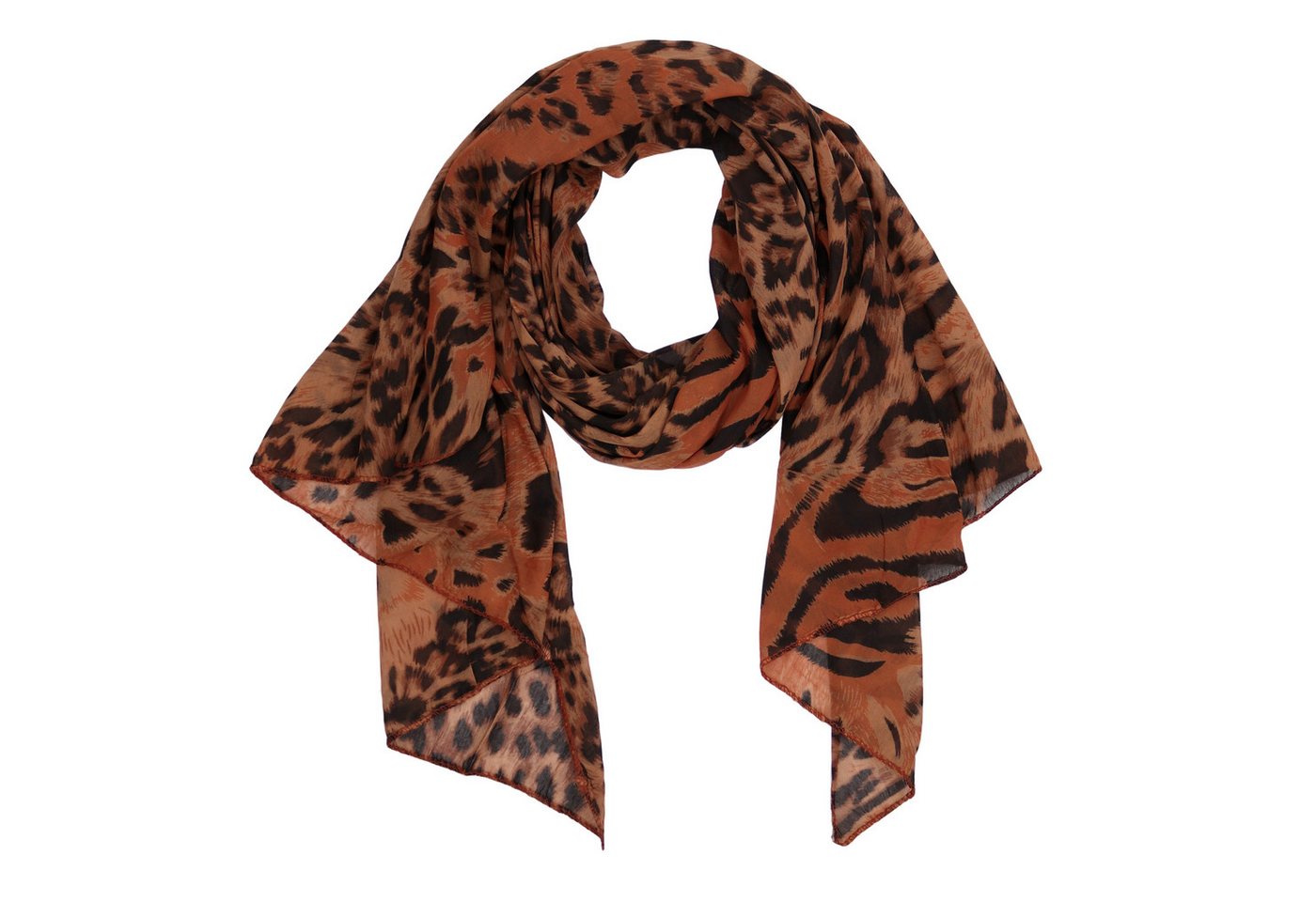 MIRROSI Modeschal Asymmetrischer Schal, Made in Italy 20% Seide 80% Baumwolle, (ca. 170x77cm, Leicht und bequem, Leopard Leo Muster), Damen Halstuch ideal für Frühling, Sommer und Herbst von MIRROSI