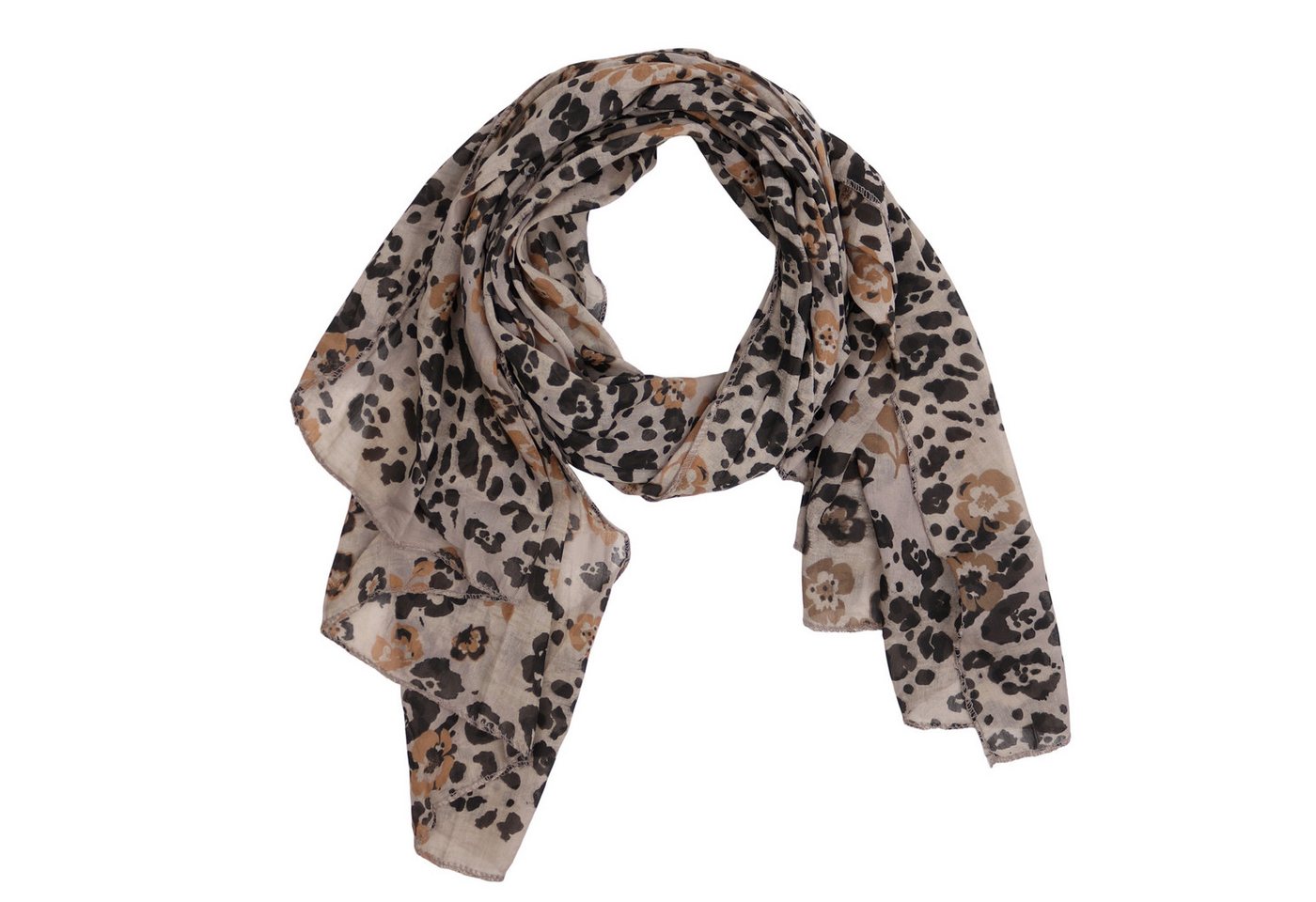 MIRROSI Modeschal Asymmetrischer Schal, Made in Italy 20% Seide 80% Baumwolle, (ca. 170x77cm, Leicht und bequem, Leopard Leo Muster), Damen Halstuch ideal für Frühling, Sommer und Herbst von MIRROSI
