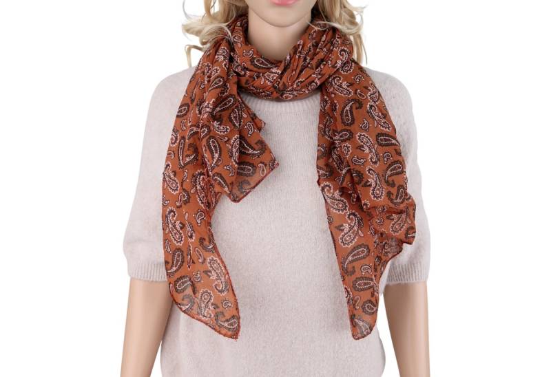 MIRROSI Modeschal Asymmetrischer Schal, Made in Italy 20% Seide 80% Baumwolle, (ca. 170x77cm, Leicht und bequem, Paisley Prints), Damen Halstuch Stola ideal für Frühling, Sommer und Herbst von MIRROSI