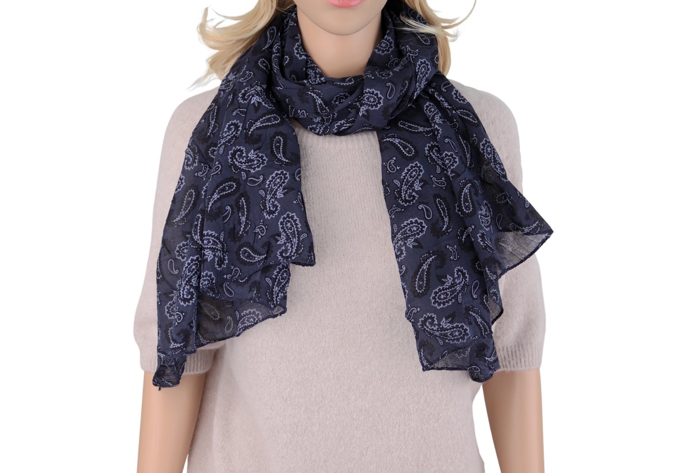 MIRROSI Modeschal Asymmetrischer Schal, Made in Italy 20% Seide 80% Baumwolle, (ca. 170x77cm, Leicht und bequem, Paisley Prints), Damen Halstuch Stola ideal für Frühling, Sommer und Herbst von MIRROSI