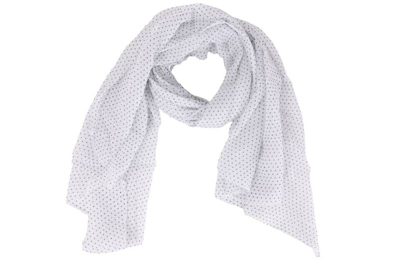 MIRROSI Modeschal Asymmetrischer Schal, Made in Italy 20% Seide 80% Baumwolle, (ca. 170x77cm, Leicht und bequem, zeitlos Pünktchen Muster), Damen Halstuch Stola ideal für Frühling, Sommer und Herbst von MIRROSI