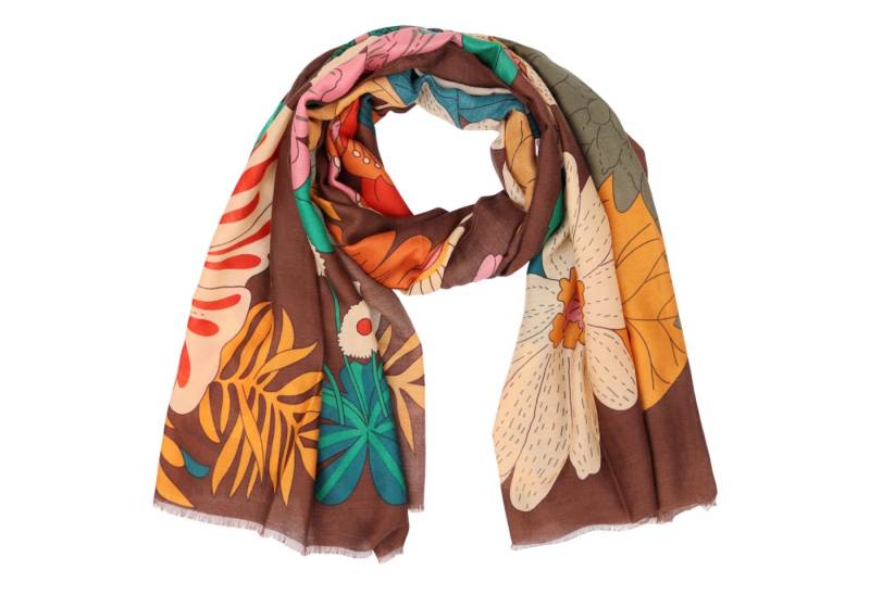 MIRROSI Modeschal Weich XXL ca.85x180cm Schal Bunt Blumen, (Kollektion Herbst/Winter 2025), Damen Halstuch ideal für Herbst und Winter oder Ganzesjahr von MIRROSI