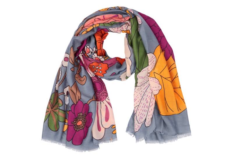 MIRROSI Modeschal Weich XXL ca.85x180cm Schal Bunt Blumen, (Kollektion Herbst/Winter 2025), Damen Halstuch ideal für Herbst und Winter oder Ganzesjahr von MIRROSI
