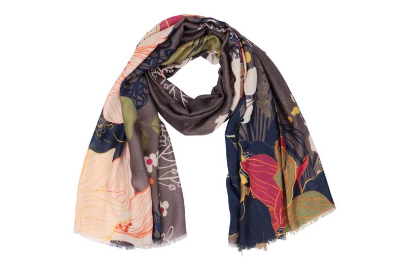 MIRROSI Modeschal Weich XXL ca.85x180cm Schal Bunt Blumen, (Kollektion Herbst/Winter 2025), Damen Halstuch ideal für Herbst und Winter oder Ganzesjahr von MIRROSI