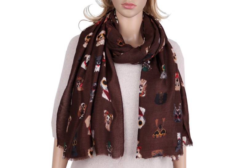 MIRROSI Modeschal Weich XXL ca.88x180cm Schal Bunt Hunde Muster, (Hundemuster Hund Muster, ca.145 Gramm, Neue Kollektion Herbst/Winter 2025), Damen Halstuch ideal für Herbst und Winter oder Ganzesjahr von MIRROSI