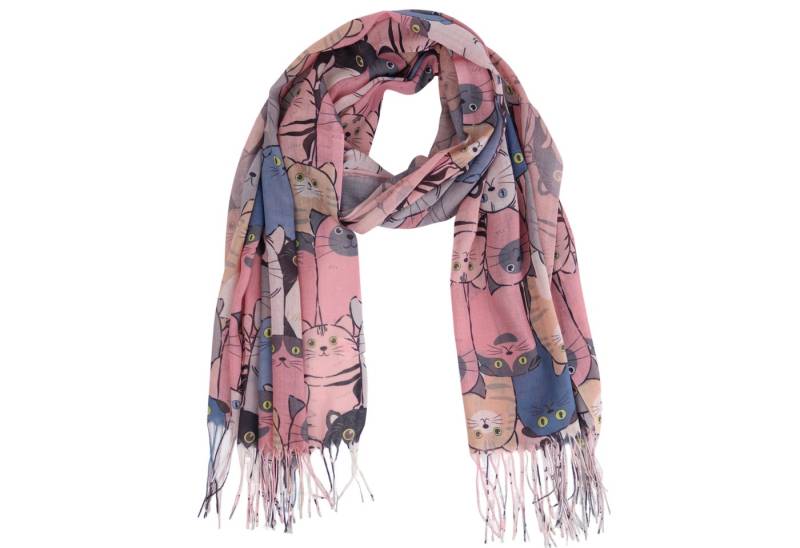 MIRROSI Modeschal Weicher & Leicht Großes Schal, ca.70x185cm, Katzen Print, (70% Viskose 30% Baumwolle, Atemberaubende Designs), Damen Halstuch Stola ideal für Frühling, Sommer und Herbst von MIRROSI