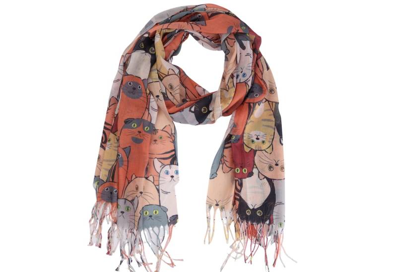 MIRROSI Modeschal Weicher & Leicht Großes Schal, ca.70x185cm, Katzen Print, (70% Viskose 30% Baumwolle, Atemberaubende Designs), Damen Halstuch Stola ideal für Frühling, Sommer und Herbst von MIRROSI