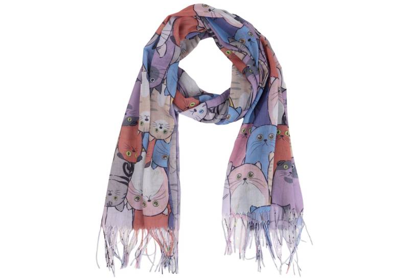 MIRROSI Modeschal Weicher & Leicht Großes Schal, ca.70x185cm, Katzen Print, (70% Viskose 30% Baumwolle, Atemberaubende Designs), Damen Halstuch Stola ideal für Frühling, Sommer und Herbst von MIRROSI