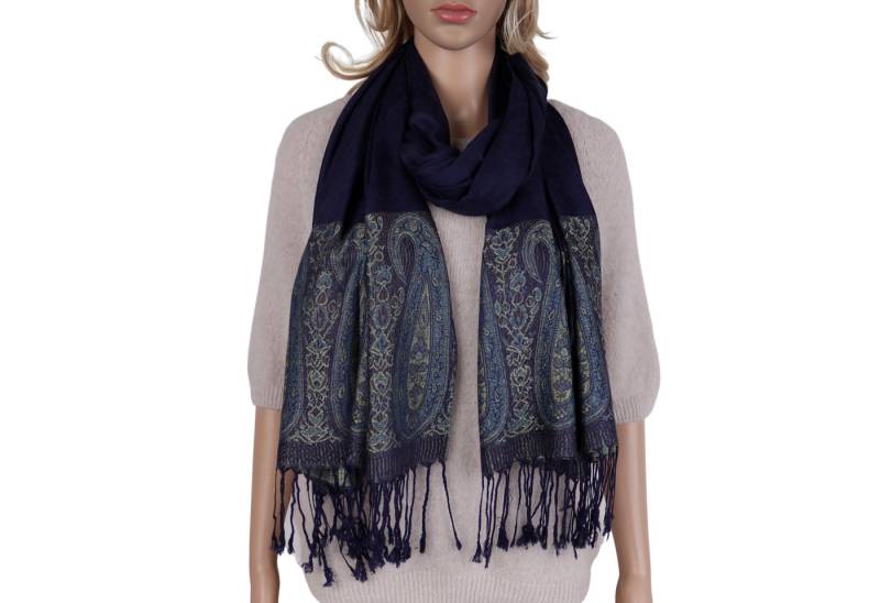 MIRROSI Modeschal weicher Schal BOHO Paisley mit Fransen, 70x180cm, (angesagtes BOHO Paisley Muster), Damen Halstuch ideal für Herbst und Winter oder Ganzesjahr von MIRROSI