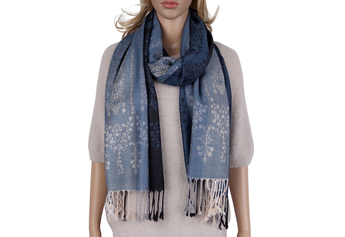 MIRROSI Modeschal weicher Schal BOHO Paisley mit Fransen, 70x180cm, (angesagtes BOHO Paisley Muster), Damen Halstuch ideal für Herbst und Winter oder Ganzesjahr von MIRROSI