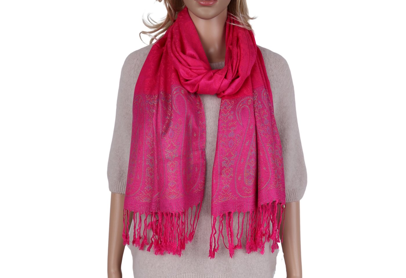 MIRROSI Modeschal weicher Schal BOHO Paisley mit Fransen, 70x180cm, (angesagtes BOHO Paisley Muster), Damen Halstuch ideal für Herbst und Winter oder Ganzesjahr von MIRROSI