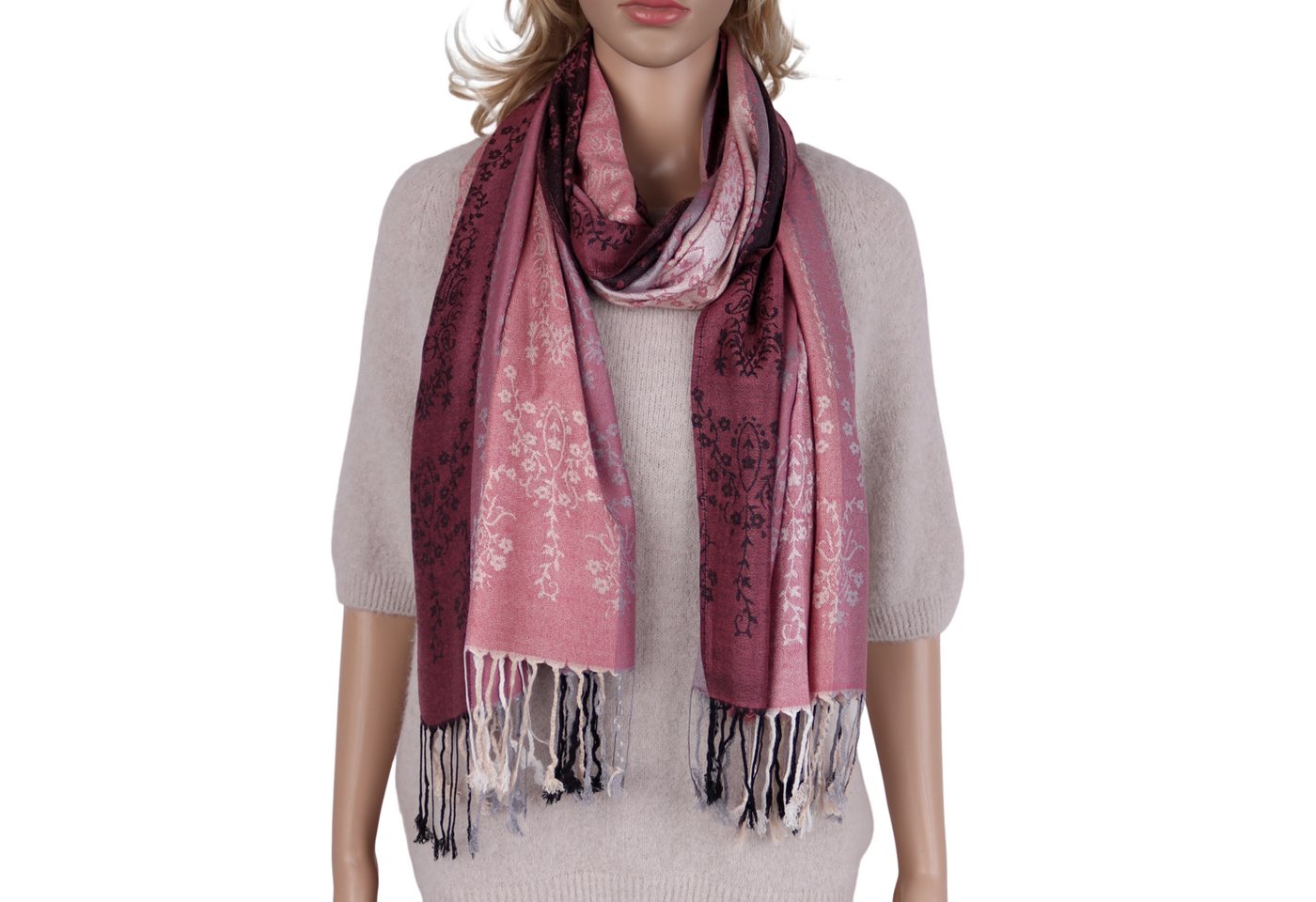 MIRROSI Modeschal weicher Schal BOHO Paisley mit Fransen, 70x180cm, (angesagtes BOHO Paisley Muster), Damen Halstuch ideal für Herbst und Winter oder Ganzesjahr von MIRROSI