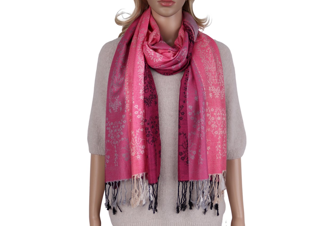 MIRROSI Modeschal weicher Schal BOHO Paisley mit Fransen, 70x180cm, (angesagtes BOHO Paisley Muster), Damen Halstuch ideal für Herbst und Winter oder Ganzesjahr von MIRROSI