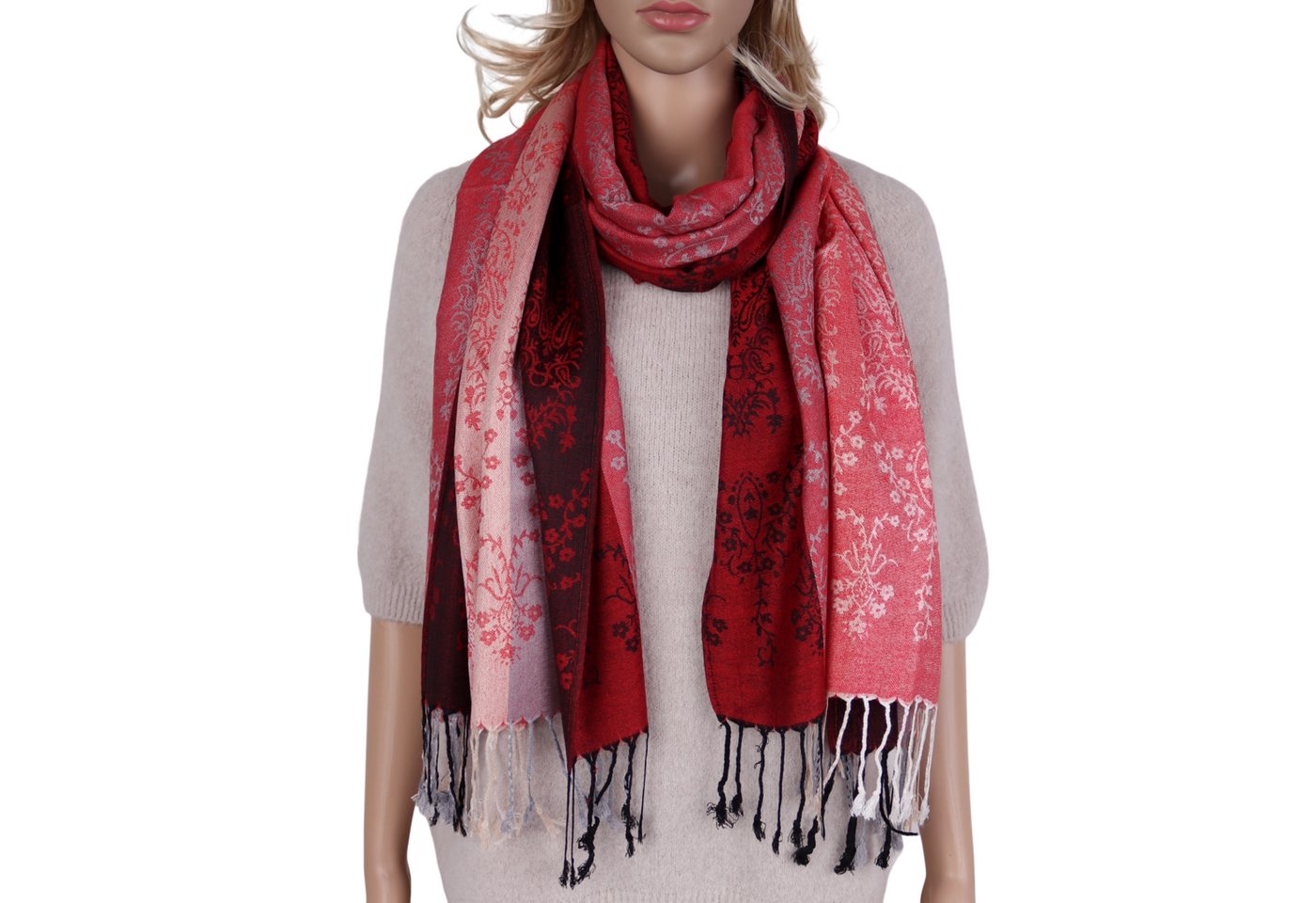 MIRROSI Modeschal weicher Schal BOHO Paisley mit Fransen, 70x180cm, (angesagtes BOHO Paisley Muster), Damen Halstuch ideal für Herbst und Winter oder Ganzesjahr von MIRROSI