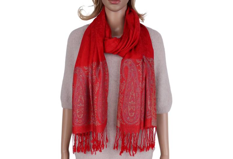 MIRROSI Modeschal weicher Schal BOHO Paisley mit Fransen, 70x180cm, (angesagtes BOHO Paisley Muster), Damen Halstuch ideal für Herbst und Winter oder Ganzesjahr von MIRROSI