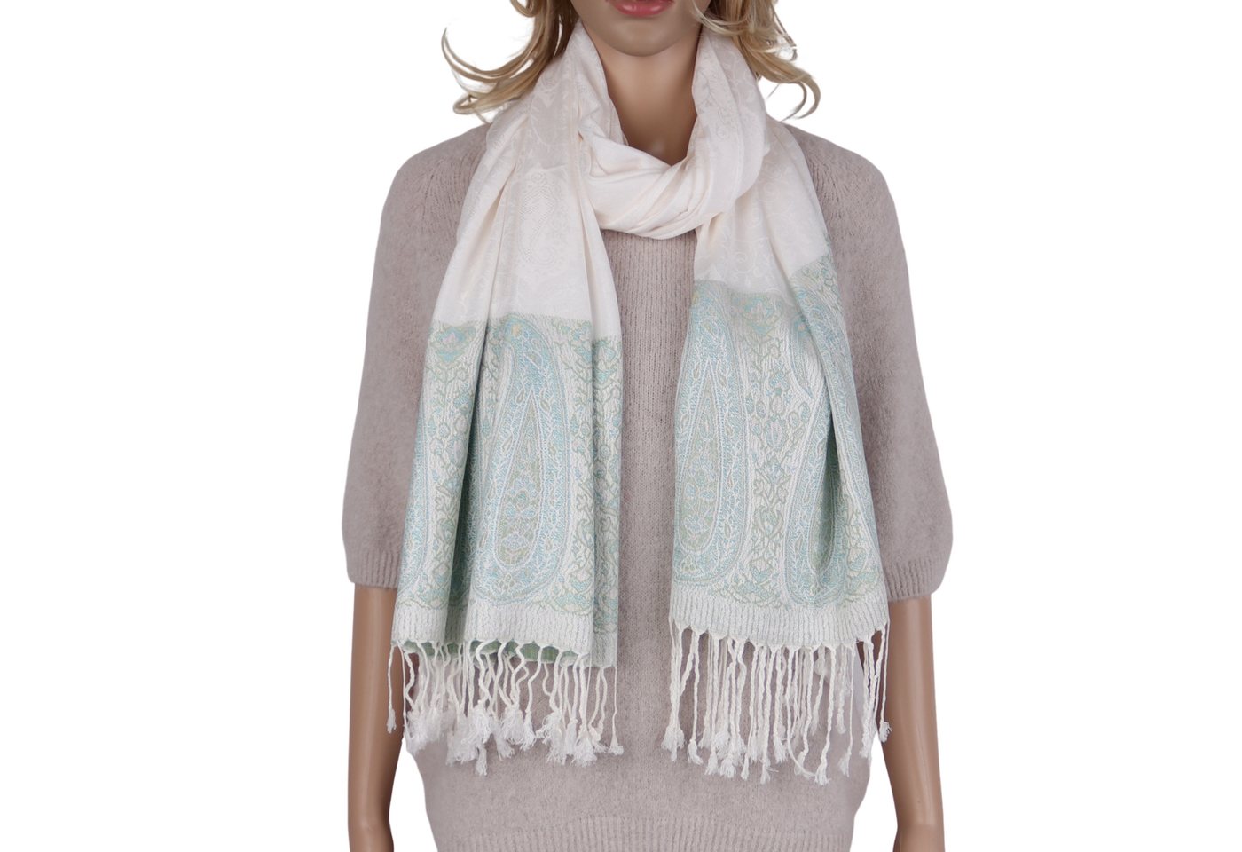 MIRROSI Modeschal weicher Schal BOHO Paisley mit Fransen, 70x180cm, (angesagtes BOHO Paisley Muster), Damen Halstuch ideal für Herbst und Winter oder Ganzesjahr von MIRROSI