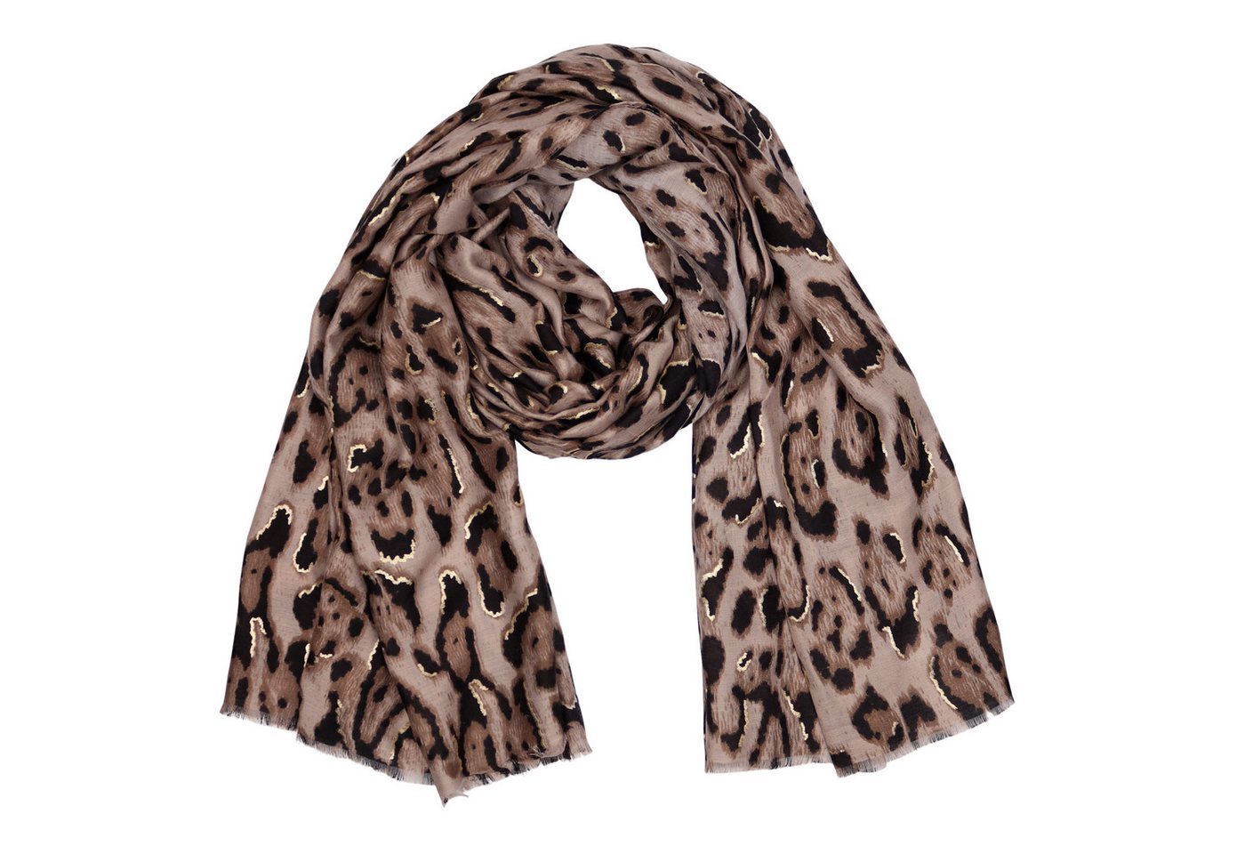 MIRROSI Modeschal weicher Schal kurz Fransen, ca.85x180cm, (Leo Leopard Herz Herzen Muster), Damen Halstuch ideal für Herbst oder Frühling von MIRROSI