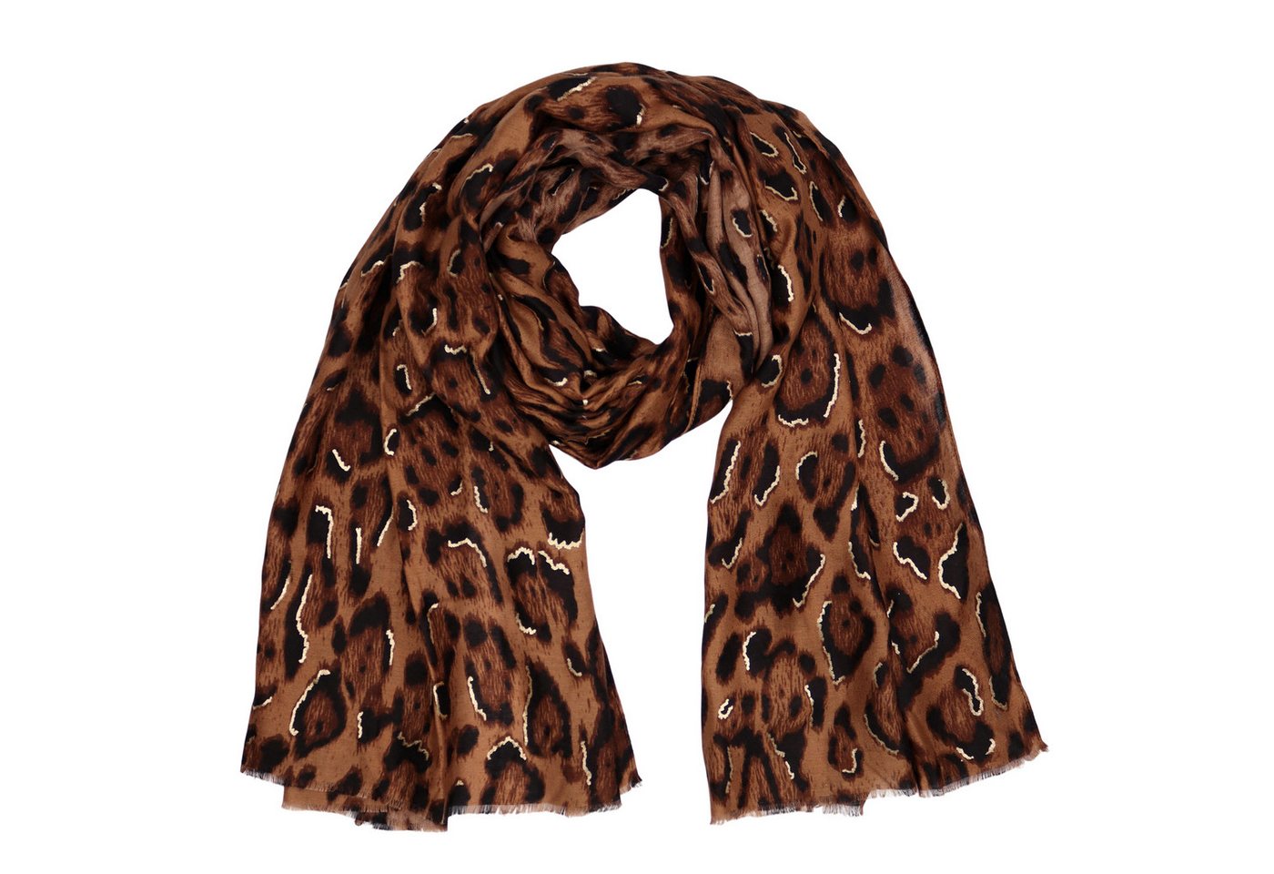 MIRROSI Modeschal weicher Schal kurz Fransen, ca.85x180cm, (Leo Leopard Herz Herzen Muster), Damen Halstuch ideal für Herbst oder Frühling von MIRROSI