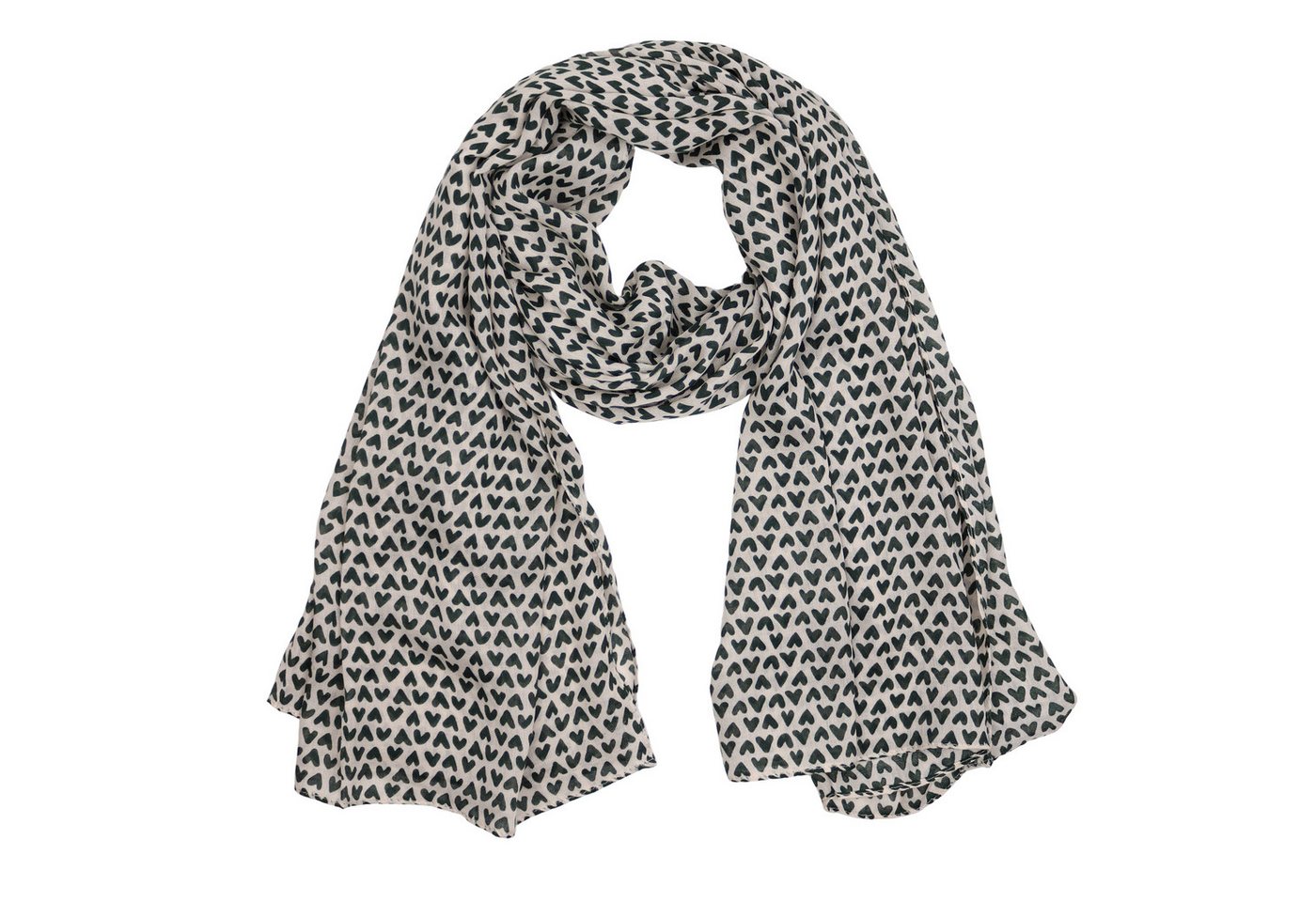 MIRROSI Modeschal weicher Schal kurz Fransen, ca.85x180cm, (Leo Leopard Herz Herzen Muster), Damen Halstuch ideal für Herbst oder Frühling von MIRROSI