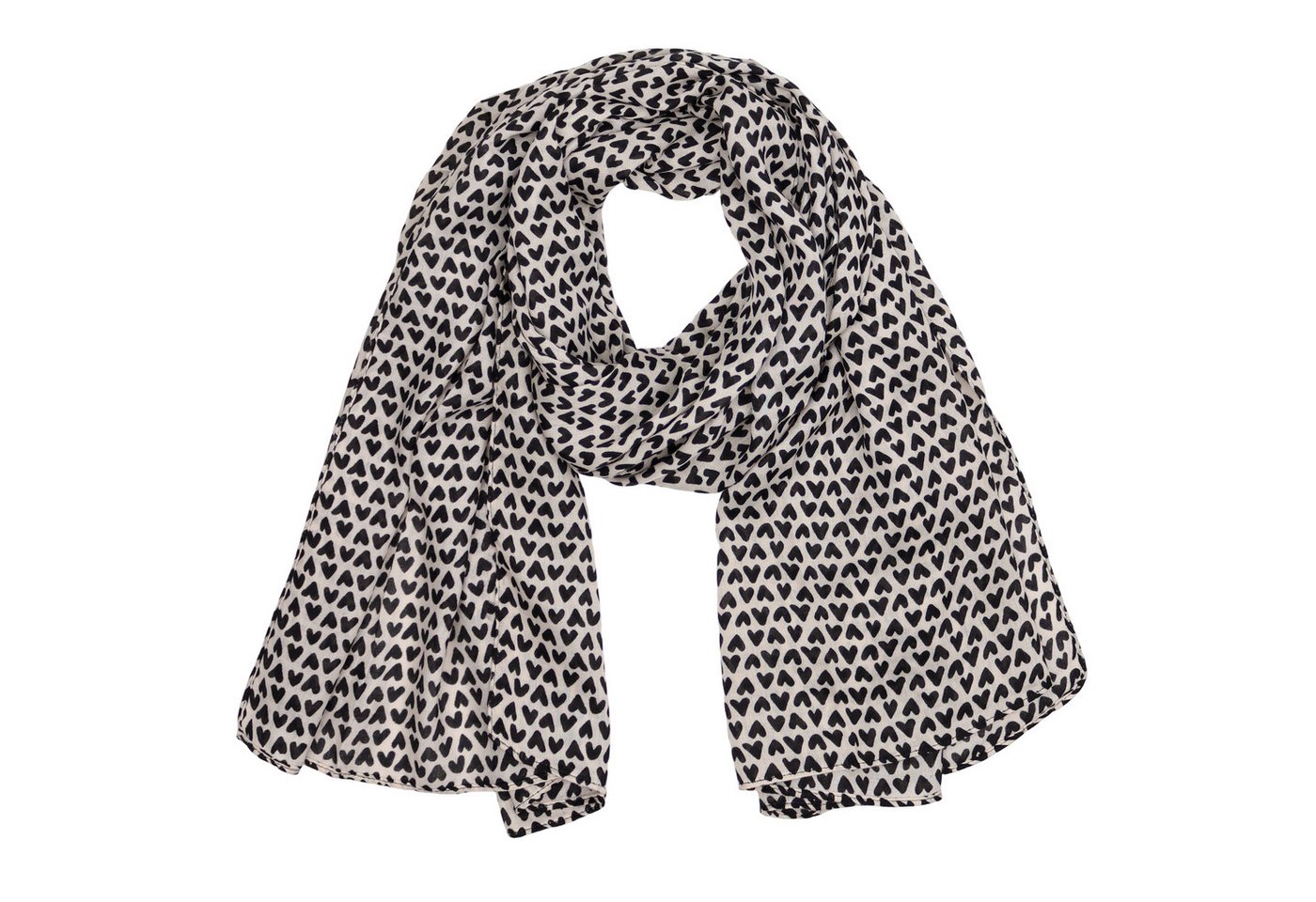 MIRROSI Modeschal weicher Schal kurz Fransen, ca.85x180cm, (Leo Leopard Herz Herzen Muster), Damen Halstuch ideal für Herbst oder Frühling von MIRROSI