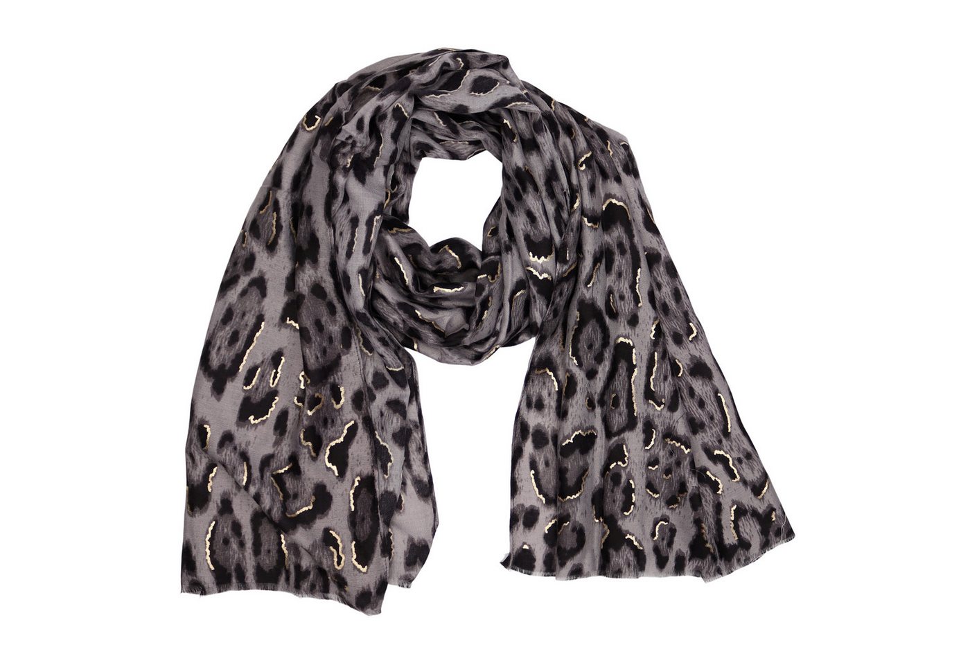 MIRROSI Modeschal weicher Schal kurz Fransen, ca.85x180cm, (Leo Leopard Herz Herzen Muster), Damen Halstuch ideal für Herbst oder Frühling von MIRROSI