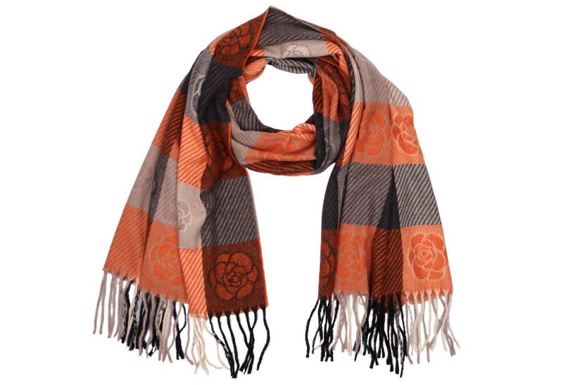 MIRROSI Modeschal weicher und warmer Schal Blumen mit Fransen, 70x180cm, (angesagtes Muster, ca. 250 Gramm, Neue Kollektion Herbst/Winter 2025), Damen Halstuch ideal für Herbst und Winter von MIRROSI