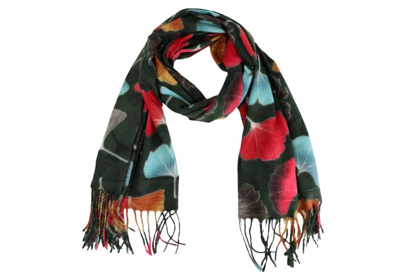 MIRROSI Modeschal weicher und warmer Schal Gingkoblatt mit Fransen, 70x180cm, (Ginkgoblatt-Print: symbolisiert Frieden, Liebe und Freundschaft), Damen Halstuch Stola ideal für Herbst und Winter von MIRROSI