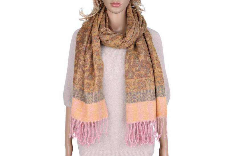 MIRROSI Modeschal weicher und warmer Schal Boho Design mit Fransen, 70x180cm, (angesagtes Boho Muster, ca. 230 Gramm, Neue Kollektion Herbst/Winter 2025), Damen Halstuch ideal für Herbst und Winter von MIRROSI
